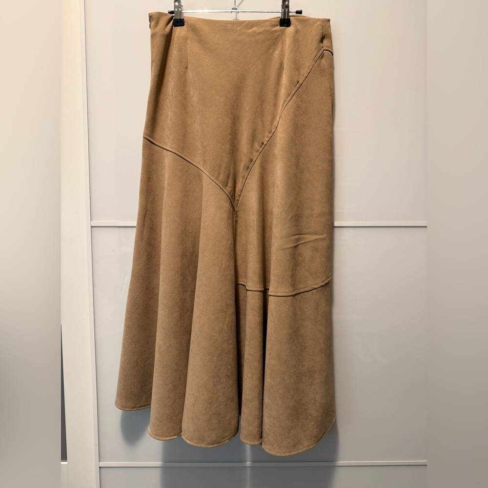Jessica Tan Suede Maxi Skirt - Picture 2 of 5